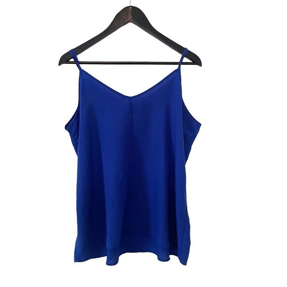 Old Navy Royal Blue Silky Adjustable Spaghetti Strap Vneck Camisole Tank Top - Picture 2 of 7